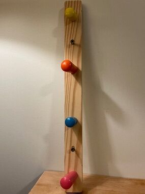 IKEA FLISAT colorful 4 Peg Hooks Rack wood with screws